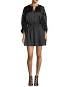 Rissa Drawstring-sleeve Silk Satin