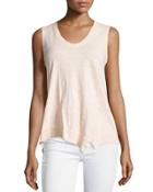 Shrunken Asymmetric V-neck Tank, Pearl Pink