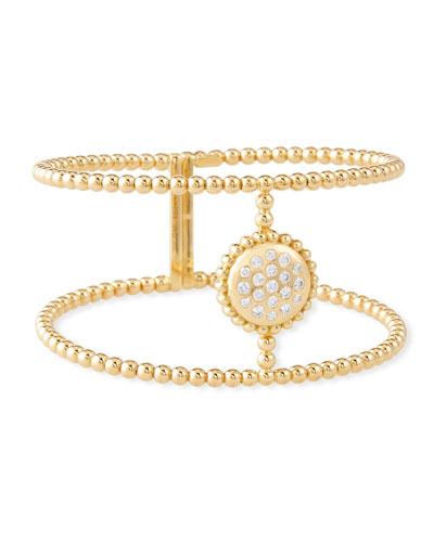 18k Beaded Double-row Bracelet W/ Flush-set Diamonds