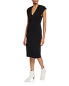 V-neck Cap-sleeve Pencil Dress