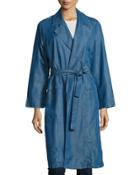 Carmel Chambray Trench Coat, Dark Blue