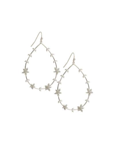 Floral Teardrop Hoop Earrings,