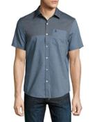 Colorblock Short-sleeve Shirt, Dark Blue
