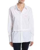 Edie Embroidered Button-front Shirt W/