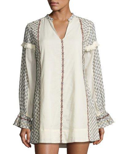Arabella Printed Tunic Dress, Beige