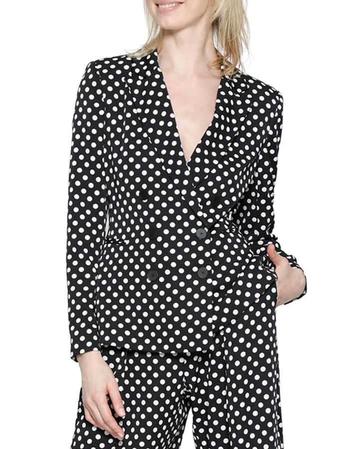 Jenise Double-breasted Polka-dot Blazer