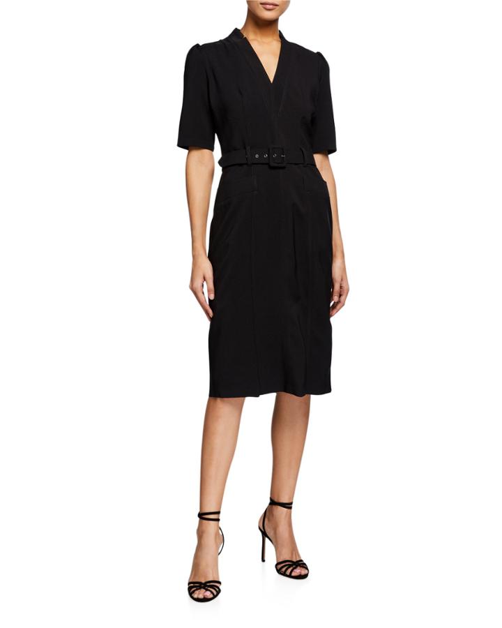 Belted Scuba Crepe Sheath