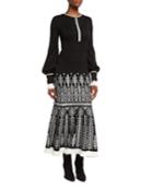 Geometric-print Half-zip Blouson