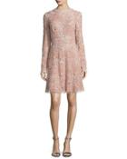 Long-sleeve Embellished Cocktail Dress, Opal