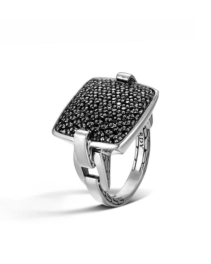 Classic Chain Silver Pave Black Sapphire Ring,