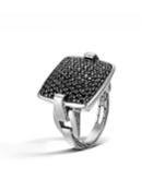 Classic Chain Silver Pave Black Sapphire Ring,