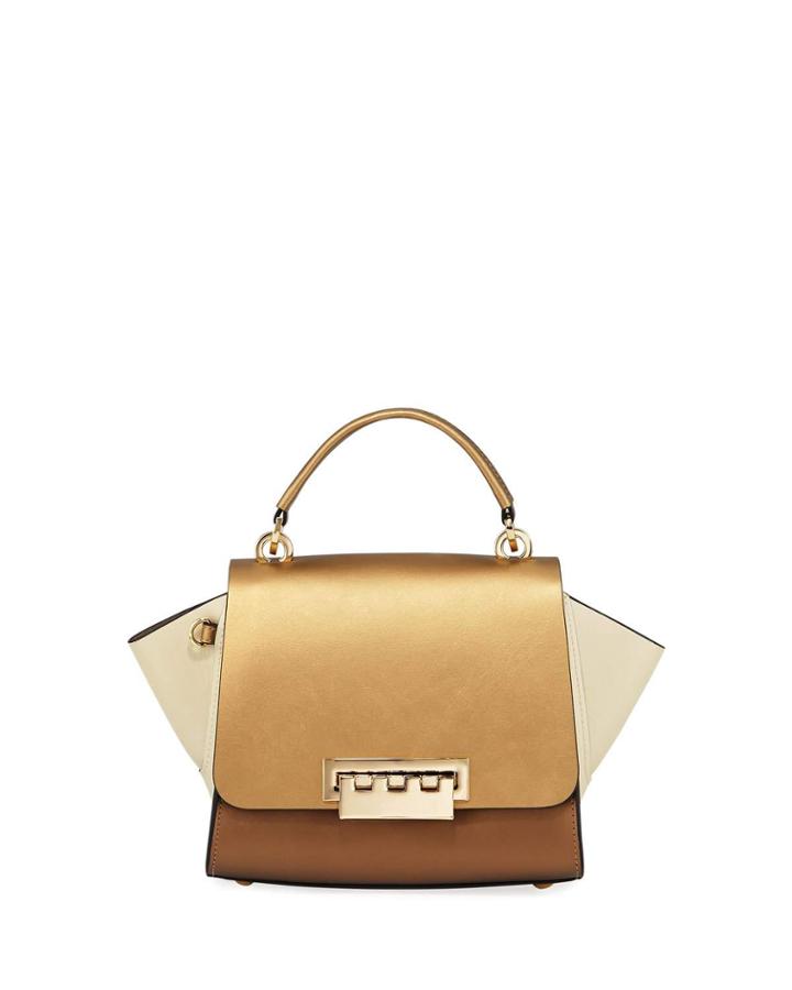 Eartha Metallic Leather Top-handle Crossbody Bag, Rust Copper