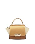 Eartha Metallic Leather Top-handle Crossbody Bag, Rust Copper
