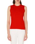 Sleeveless Crewneck Floral-jacquard Cotton Tank