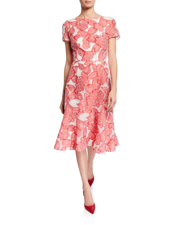 Floral Fil Coupe Boat-neck Dress