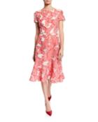 Floral Fil Coupe Boat-neck Dress