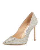 Romy 100mm Coarse Glitter Fabric Pointed-toe Pumps