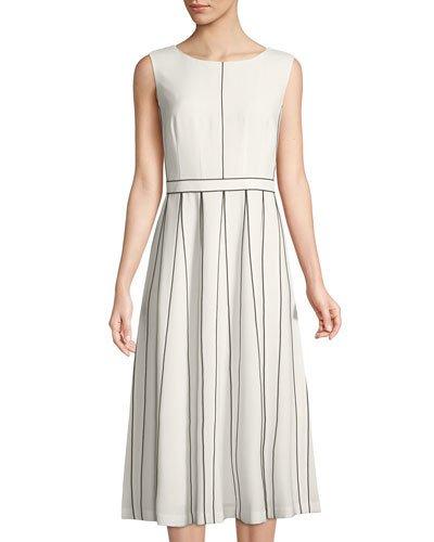 Mariposa Finesse Crepe A-line Midi Dress, Ivory