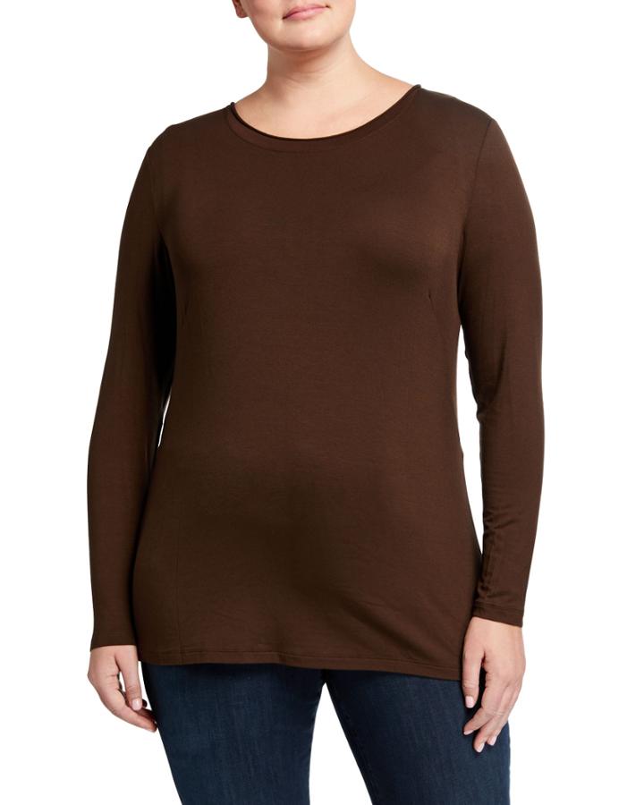 Plus Size Long-sleeve Nouveau Jersey Crewneck Tee