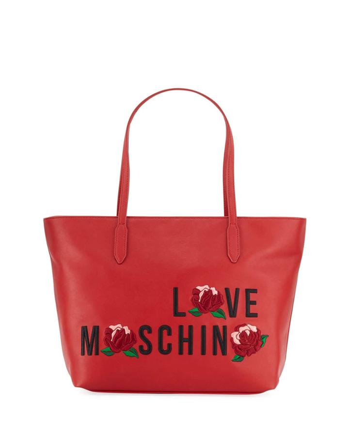 Logo Embroidered Shoulder Tote Bag