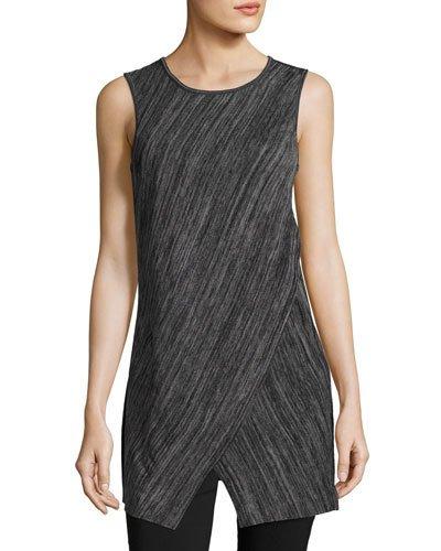 Scoop-neck Crisscross Knit Tank, Black/gray