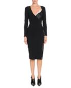 Gianni Cami-inset V-neck Long-sleeve Bodycon Knit Dress