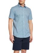 Men's Mini Check Button-front Short-sleeve