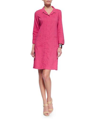 Linen Viscose Stretch Shirtdress, Gingerpink