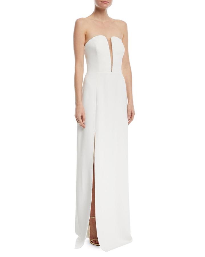 Fitted Strapless Crepe Gown W/