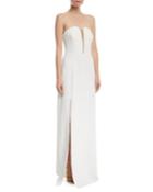 Fitted Strapless Crepe Gown W/
