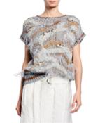 Sequin And Feather Embroidered Abstract