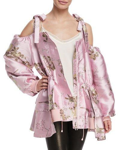Cold-shoulder Bomber Jacket