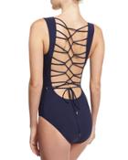 Strappy-back High-neck One-piece