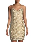 Highlight Sleeveless Metallic Cocktail Dress, Gold
