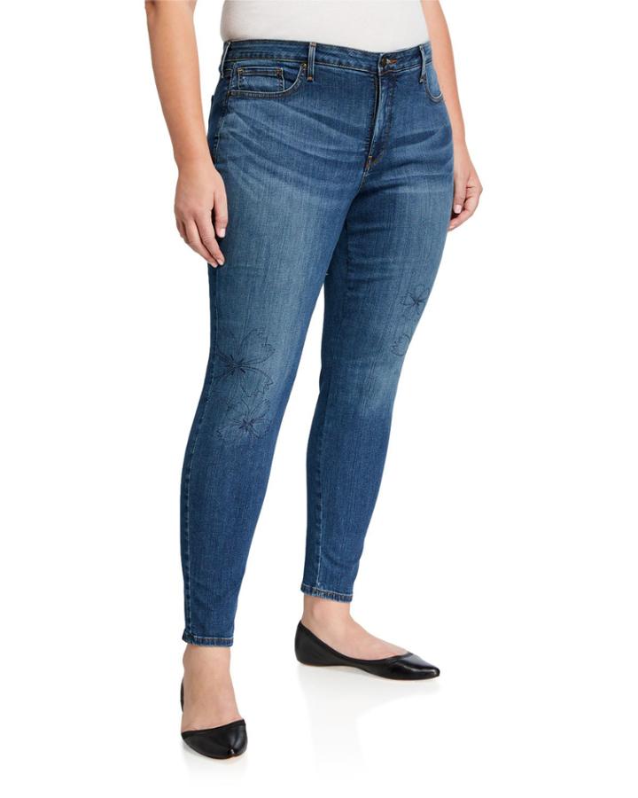 Ami Skinny Jeans With Floral Fauna Embroidery