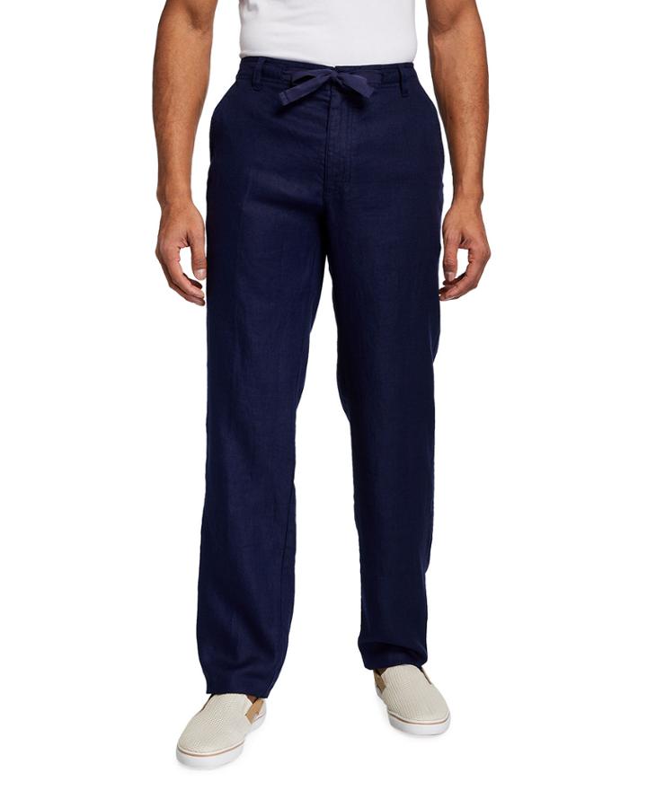 Men's Piece-dyed Linen Drawstring Pants