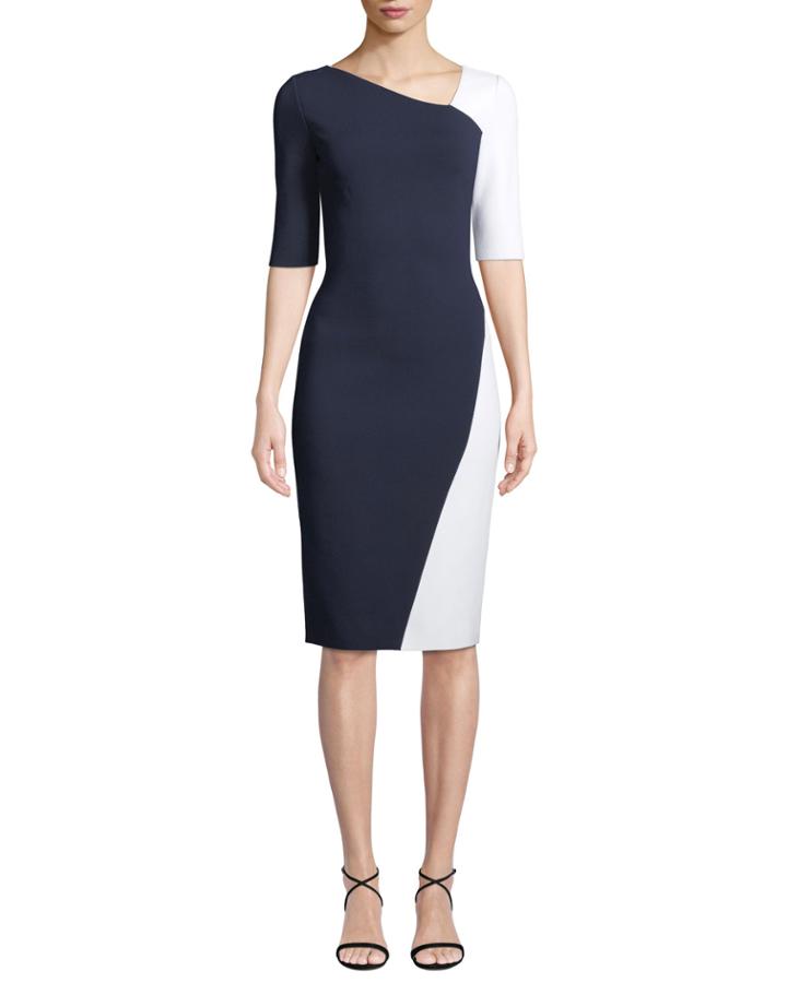 Colorblock Sculpture Knit Body-con Dress
