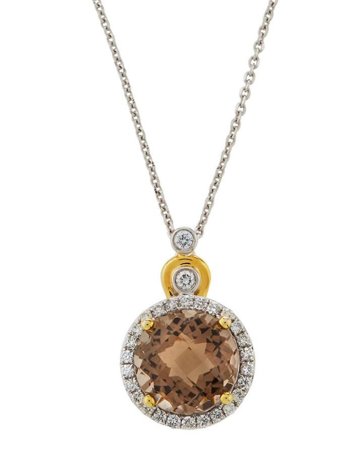 Two-tone 18k Gold Diamond & Quartz Necklace