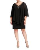 Plus Size Cape Beaded Neckline