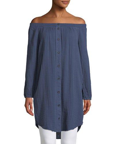 Off-the-shoulder Long-sleeve Tunic