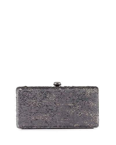 Sequin Box Clutch Bag, Gray