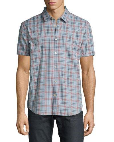 Plaid Short-sleeve Sport Shirt,