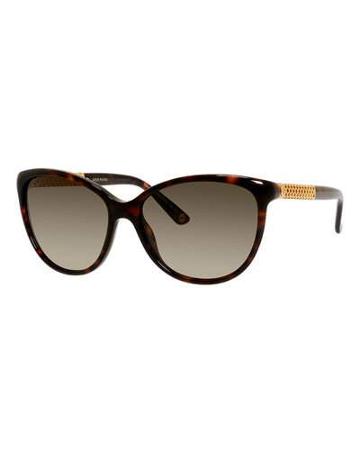 Metal-trim Diamantissima Cat-eye Sunglasses, Black