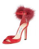 Suri Fur-trim Suede D'orsay