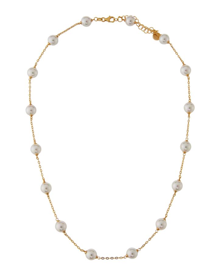 Short Pearl-illusion Necklace, White