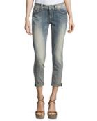 Faded Skinny Mid-rise Denim Jeans,