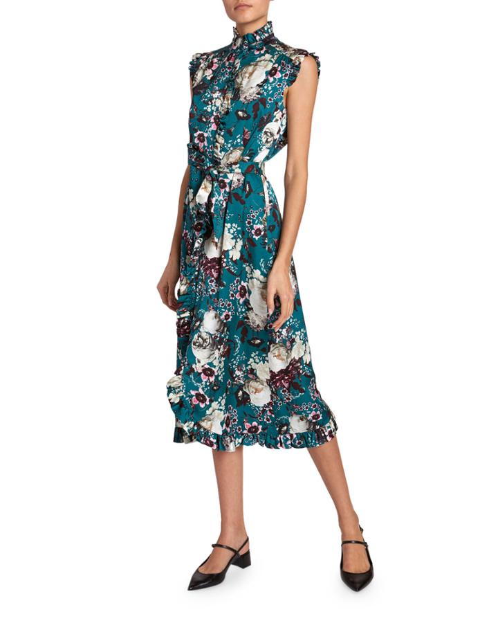 Sebla Ruffle Print Midi