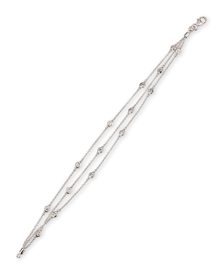 14k White Gold 3-chain Diamond Bracelet