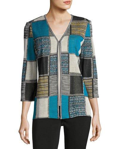 3/4-sleeve Square Knit Jacket,
