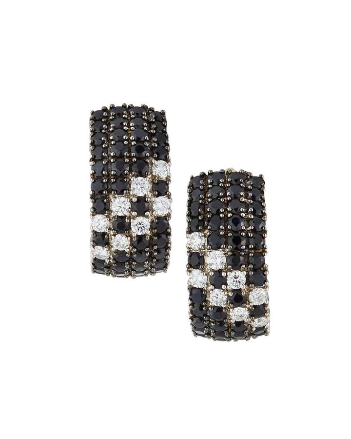 18k White Gold Black Sapphire Fantasia Earrings W/ Diamonds